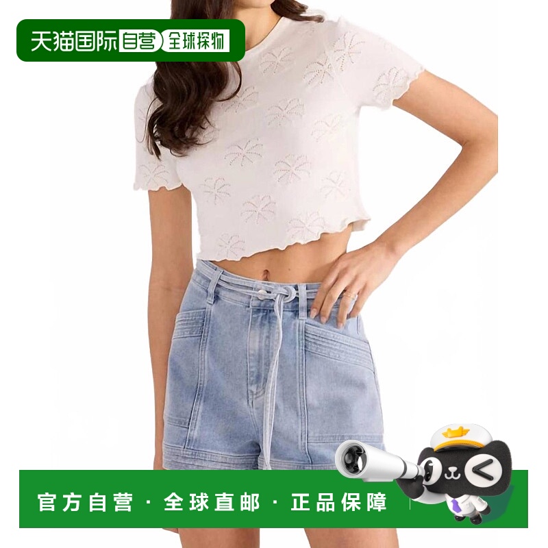 自营minkpinkBowie Pointelle Knit Tee In White - white 美国奥