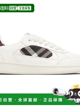 1h可退 香港直邮潮奢 Burberry 巴宝莉 男士 白色 Leather & Chec