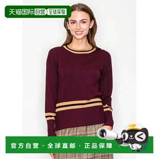 自营 yal new york条纹镶边针织毛衣——勃艮第和芥末色——勃艮