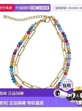 自营adornia14k 镀金多色珠子和回形针链双手链 - 多色 美国奥莱