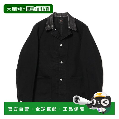 日本直邮Scye 男装 黑色牛仔夹克领口真皮拼接 11189034832