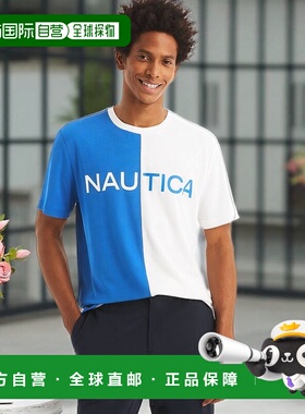 Nautica 男式 Navtech 可持续工艺圆领徽标 T 恤 - 亮白色 【美国