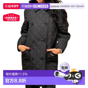 自营欧洲直邮BURBERRY博柏利女士字母印花翻领双排扣棉服新年礼物