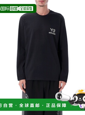 1h可退 香港直邮Y-3 男士 NBHD 长袖黑色棉质T恤 JW7001B