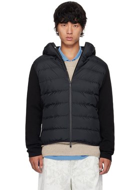潮奢 Moncler 盟可睐 男士 黑色拼接羽绒夹克 J20919B00010M1122