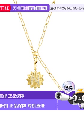 adornia14k 镀金可调节回形针套索，带水晶首字母徽章 - gold-n