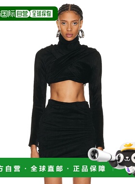 1h可退 香港直邮Alaia 女士 垂褶上衣 AA9H10513M752 black黑色