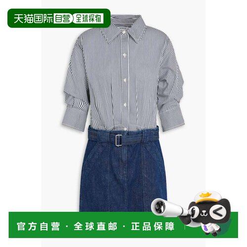香港直邮Simkhai 女士 Harlowe 条纹府绸牛仔拼接迷你连衣裙 2251