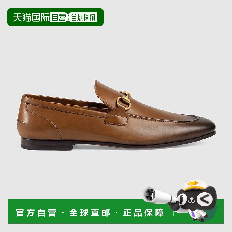 自营欧洲直邮Gucci古驰Jordaan系列男士皮革乐福鞋男鞋男士棕色