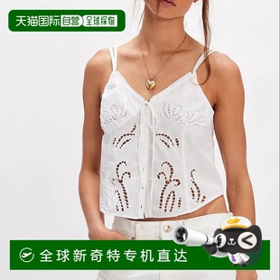 自营 美国奥莱直发 free people白色甜美萨米眼V领上衣
