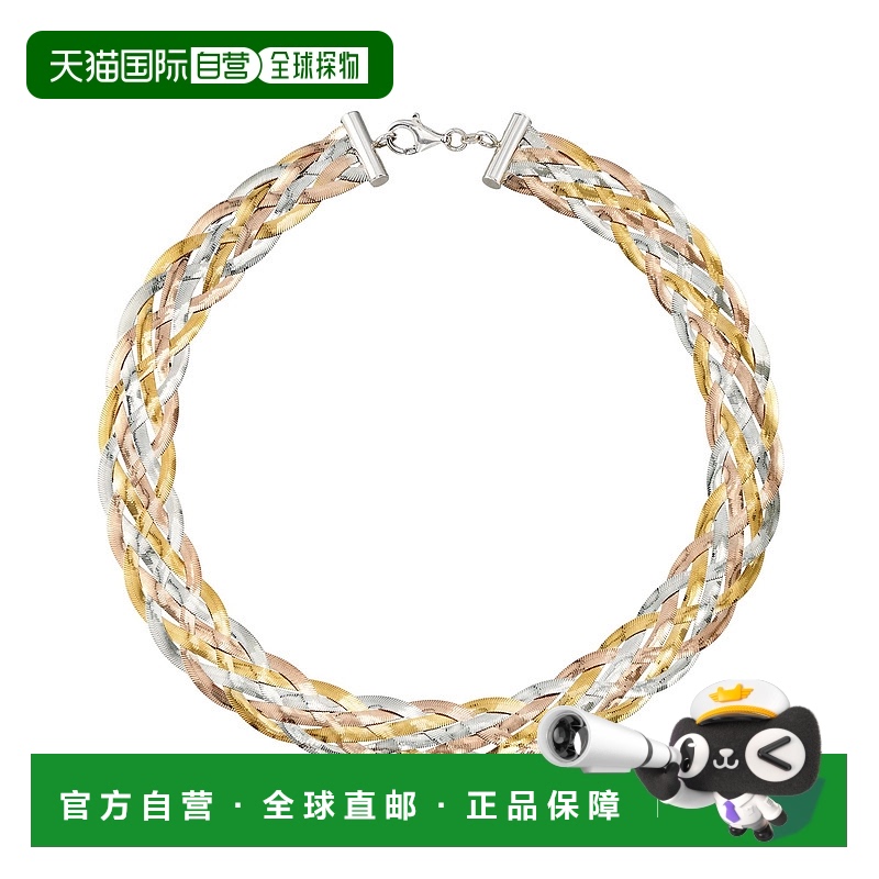 Ross-Simons 意大利三色纯银编织人字领项链 - 18 英寸 【美国奥