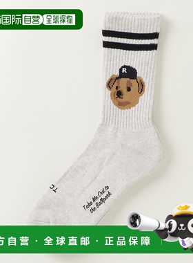 1h可退 日本直邮ROSTER SOX 男女同款 熊仔印花半筒袜 设计感日常