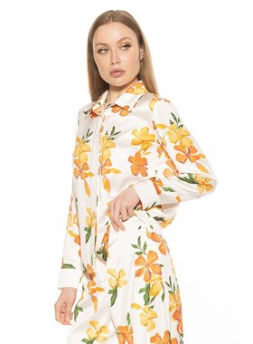 alexia admor【美国奥莱】直发 姜黄色上衣 - 象牙色花朵