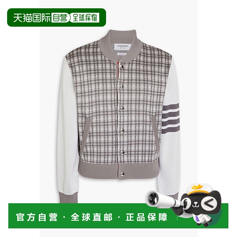 香港直邮Thom Browne 汤姆 布朗 男士 提花针织真丝棉混纺短夹克