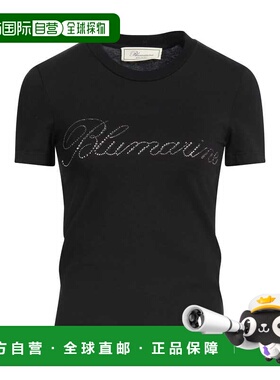 1h可退 香港直邮潮奢 Blumarine 蓝色情人 女士 T恤 black黑色 舒