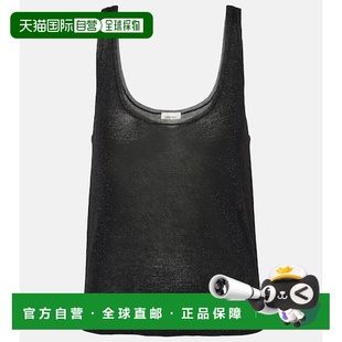 女士 1h可退 圣罗兰 Laurent 金银锦缎上衣背心 香港直邮Saint