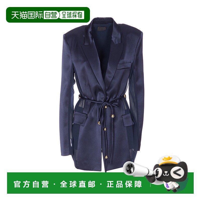 香港直邮PINKO 女士西服 105604A2RAG41 AW2025 蓝色 腰带西装外