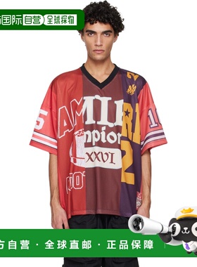 1h可退 香港直邮AMIRI 男士 红色 Spliced Oversized Mesh T 恤 A