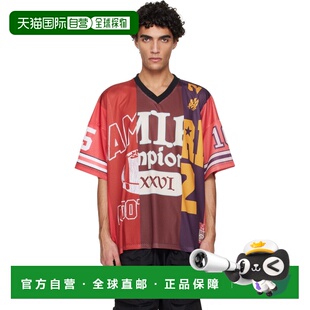 1h可退 香港直邮AMIRI 男士 红色 Spliced Oversized Mesh T 恤 A