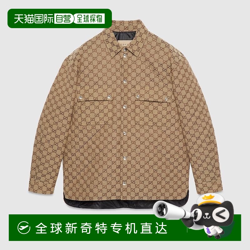 欧洲直邮Gucci古驰女士驼色和棕色GG帆布衬衫