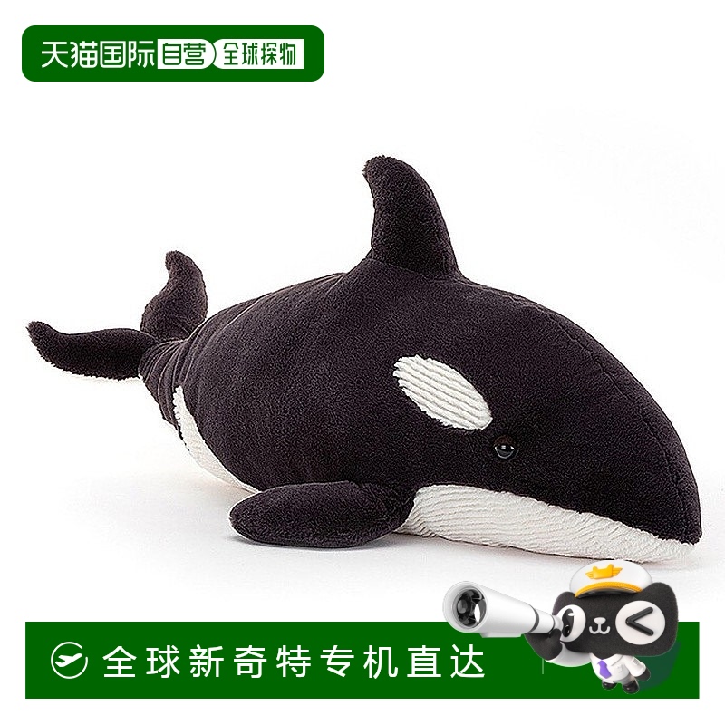 欧洲直邮Jellycat 黑色/白色涤纶奥利凡德虎鲸玩偶