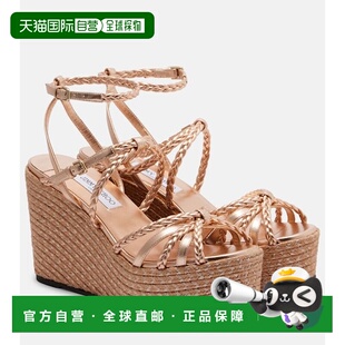 周仰杰 Choo 女士 Nyra 香港直邮潮奢 编织皮质麻底坡跟鞋 Jimmy