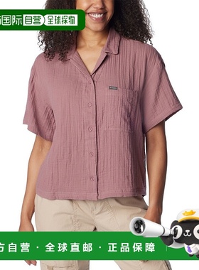 自营 Columbia Holly Hideaway微风衬衫上衣女式紫色棉纽扣FTS615