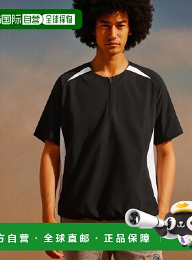 【日本直邮】Zett捷多 棒球短袖半拉链衫 黑x白1911A  XO BOV535H