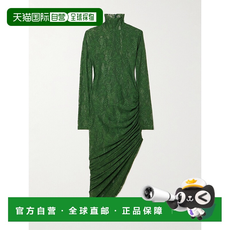 香港直邮NORMA KAMALI 诺玛 卡玛丽 女士 不对称褶皱弹力蕾丝高领