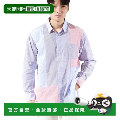 韩国直邮Engineered Garments 组合短领衬衫 海军蓝/白色棉质泡泡