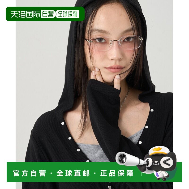 自营 WHO'S WHO gallery 女士 方形无框眼镜 银色金属镜架 时尚知