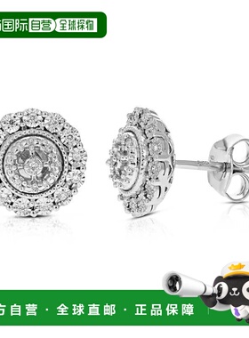 自营 vir jewels1/10 克拉圆形实验室培育钻石耳钉圆形耳钉 0.925