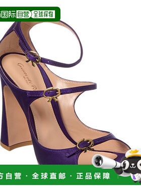 自营 Gianvito Rossi Misty缎面皮革凉鞋-紫色单鞋 直发美国奥莱