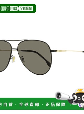 自营 Boss男士大号飞行员太阳镜B1558/O/F/s I46IR黑色/金色63mm-