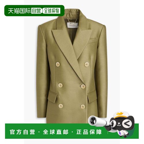 香港直邮ZIMMERMANN 女士 双排扣羊毛真丝混纺西装外套 9937JS243