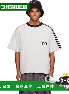 1h可退 香港直邮Y-3 男士 白色 Padded 3 Stripes T 恤 KD4759