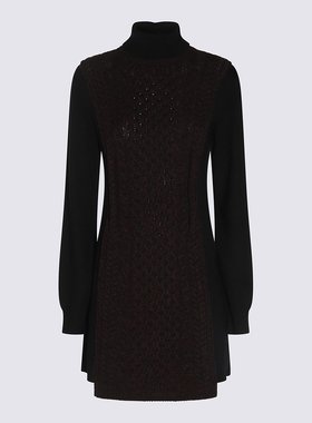 FENDI 女士连衣裙 FZDC81ASJNF0P1B AW2024 花色 高领针织连衣裙