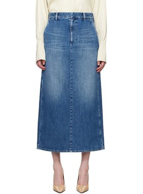 潮奢 Valentino 华伦天奴 女士 蓝色褪色牛仔半身裙 4B0DD17F8JS