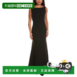 自营 Oscar de la Renta 粗花呢丝绸衬里中长连衣裙 - 黑色 美国