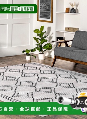 自营nuLOOM Leo 几何条纹可机洗地毯 - 灰白色 新款 【美国奥莱】