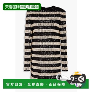 条纹精饰绉纱迷你连衣裙 女士 YF1R9515P 巴尔曼 香港直邮Balmain