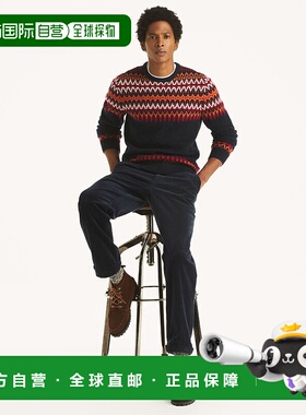 自营Nautica Mens Fair Isle Crewneck Sweater - navy seas 美国
