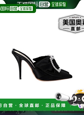 自营Alexandre Vauthier Lola 黑色缎面装饰穆勒鞋 - 黑色 【美国