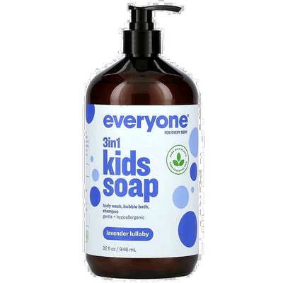 香港直发Everyone3合1儿童香皂液体沐浴薰衣花草香946ml美妆