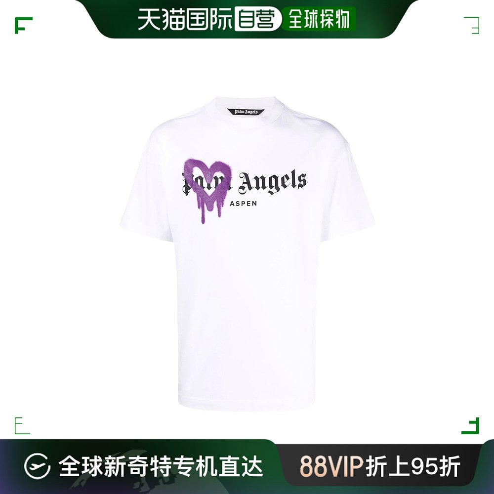 香港直邮PALM ANGELS男士白色喷涂T恤 PMAA001-F21JE-R005-0137