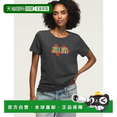 自营lucky brandLucky品牌女式枪N玫瑰刺绣经典船员-黑色 美国奥