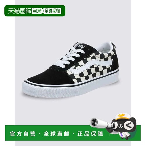 自营Vans Ward VA3IUN5GX运动鞋女式黑白格子帆布滑冰鞋-黑色 美