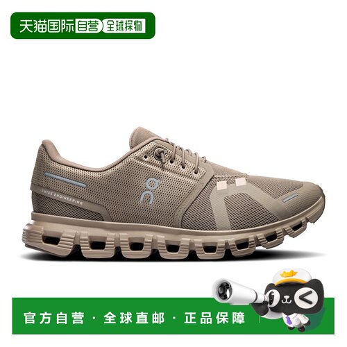 自营欧洲直邮On昂跑 Cloud 6女士灰棕色聚酯纤维休闲运动鞋