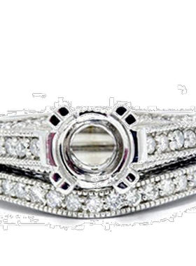 自营 pompeii31/2 克拉复古传家宝钻石戒指套装 14K 白金 - 14k