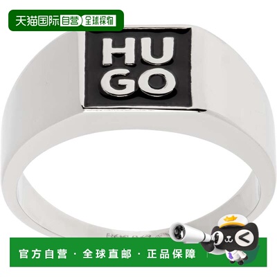 1h可退 香港直邮Hugo 雨果 男士 HUGO Enameled Logo 戒指 505445